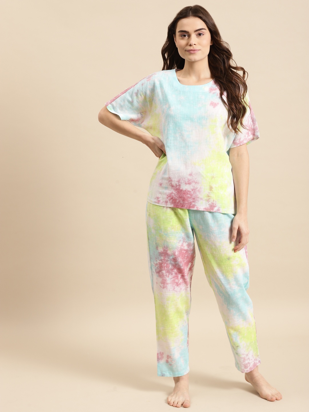 

Prakrti Women Multicoloured Printed Cotton Night suit, Multi