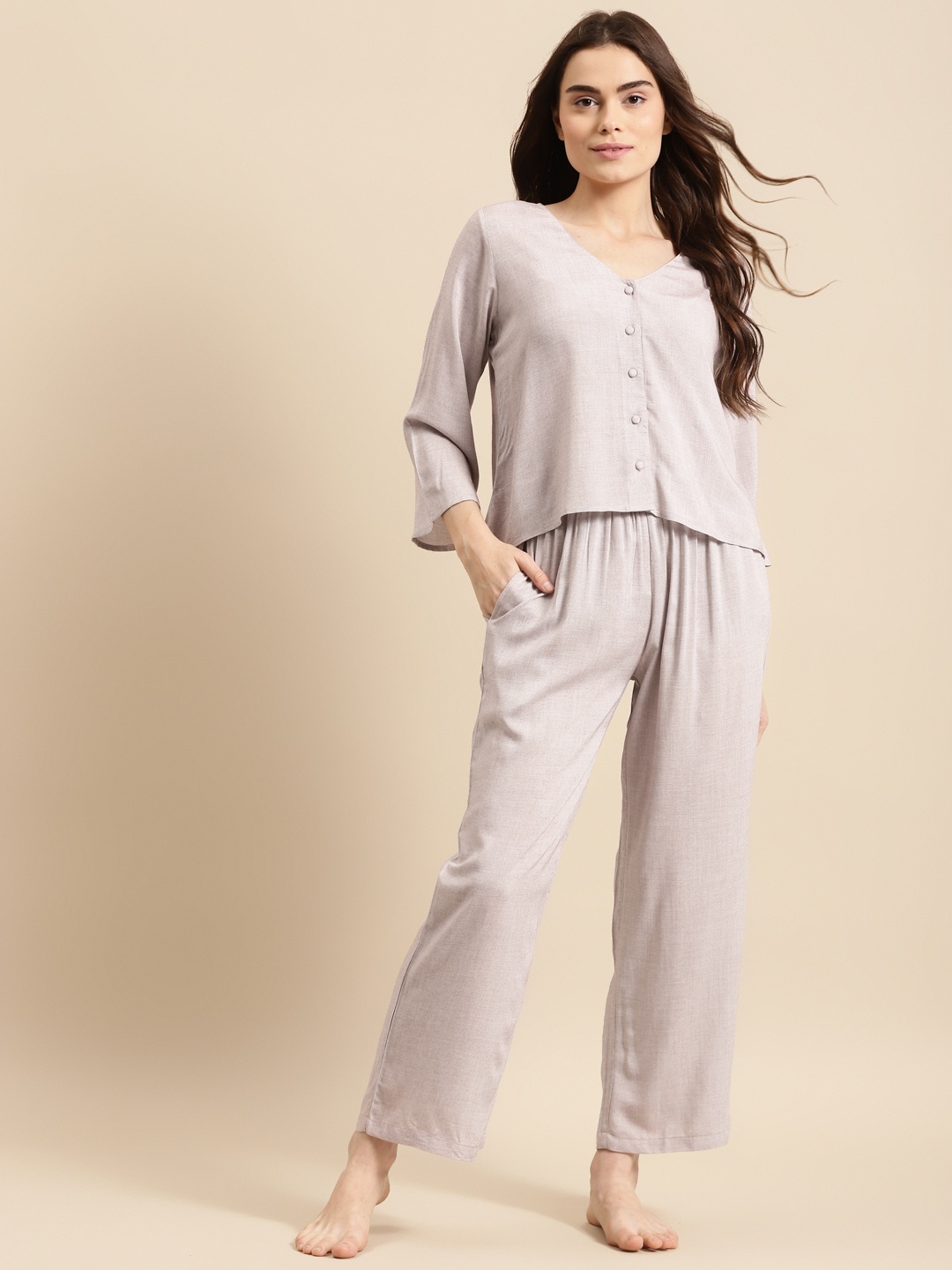 

Prakrti Women Grey Night suit
