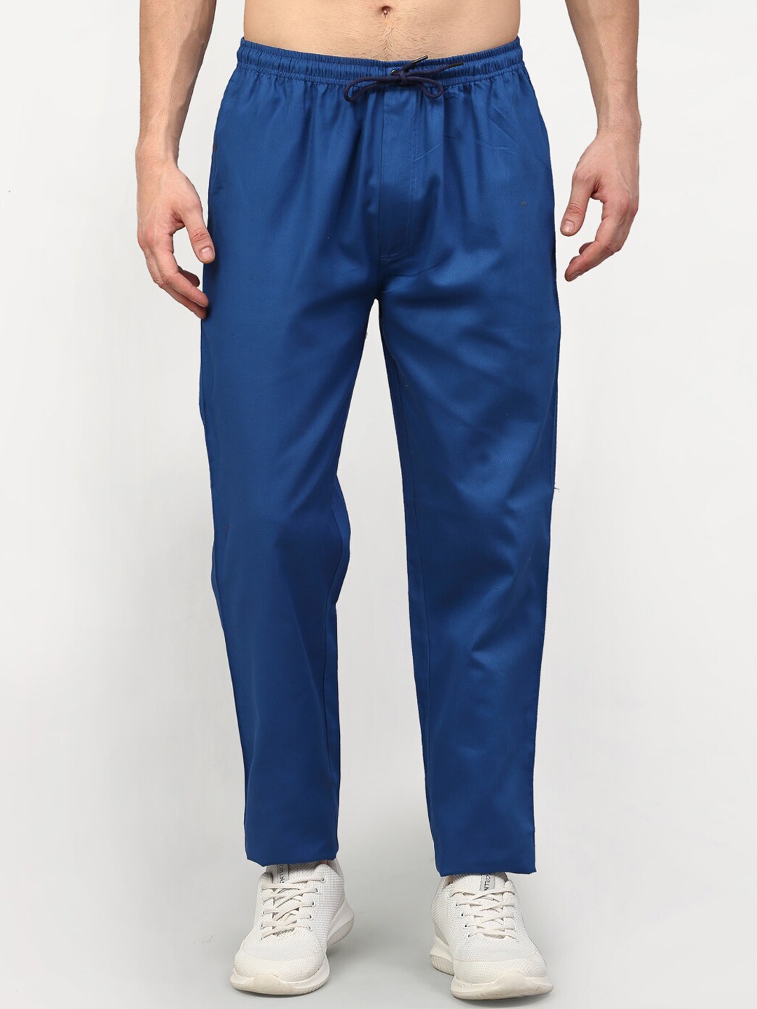 

JAINISH Men Blue Solid Slim-Fit Pure Cotton Track Pant