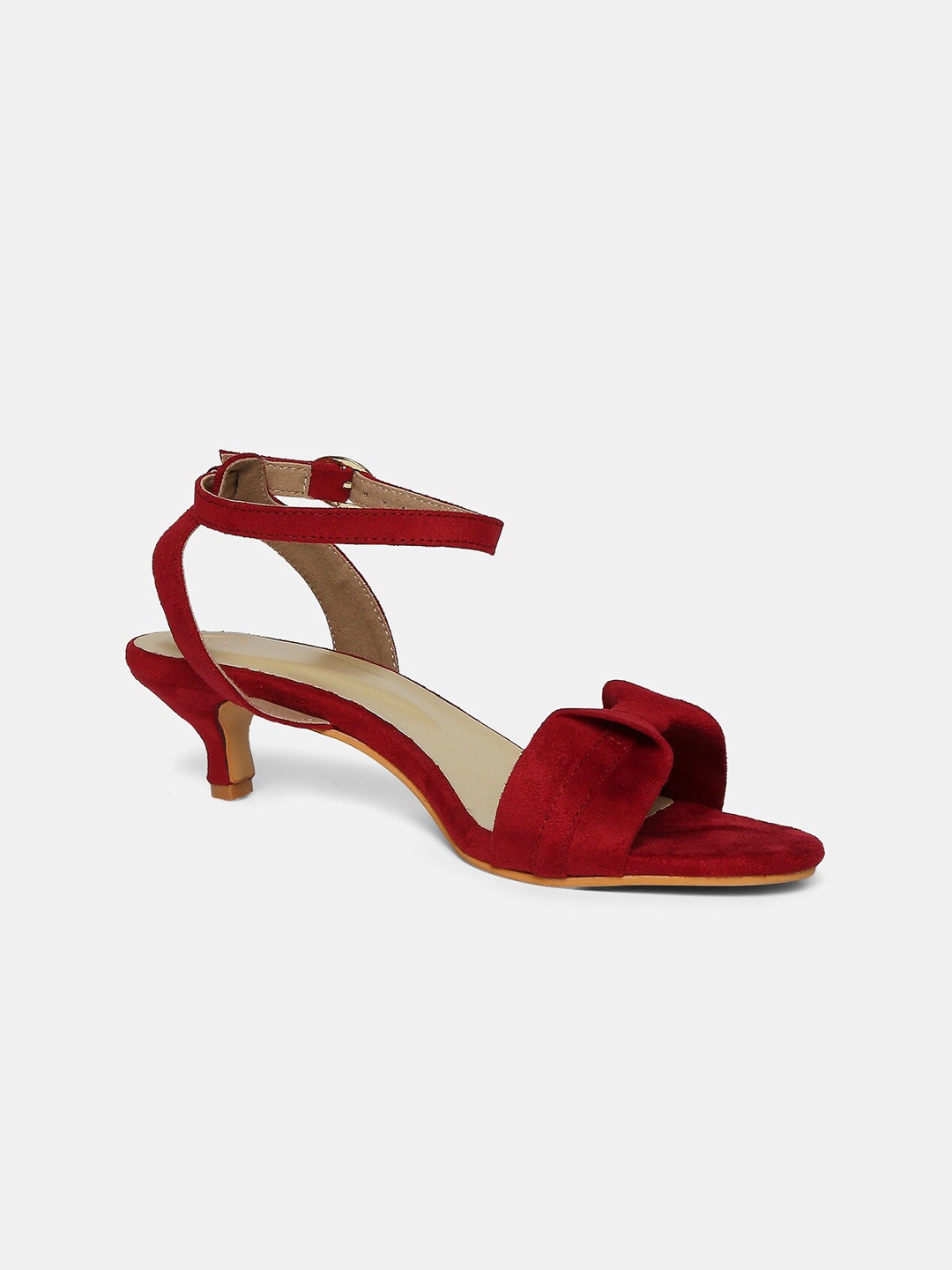 

20Dresses Maroon Suede Party Kitten Sandals with Bows
