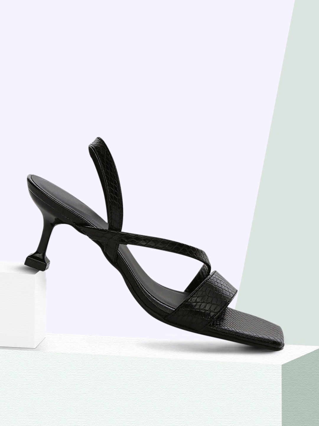 

20Dresses Black Textured PU Party Slim Pumps