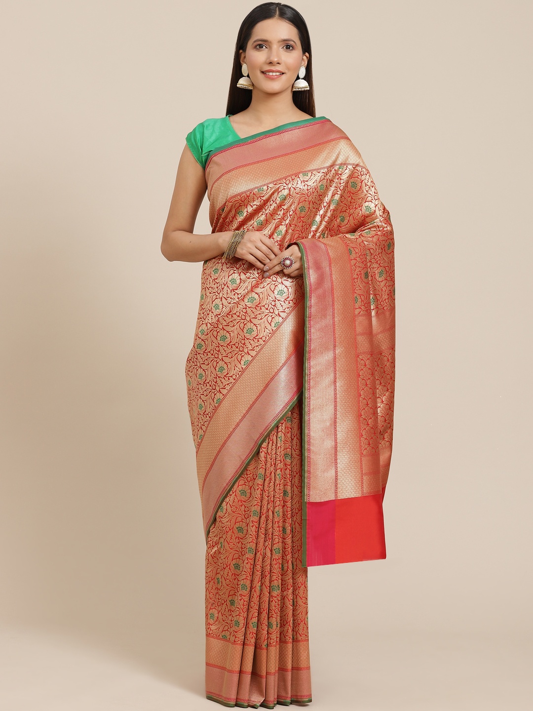 

Banarasi Style Red & Golden Woven Design Art Silk Banarasi Saree