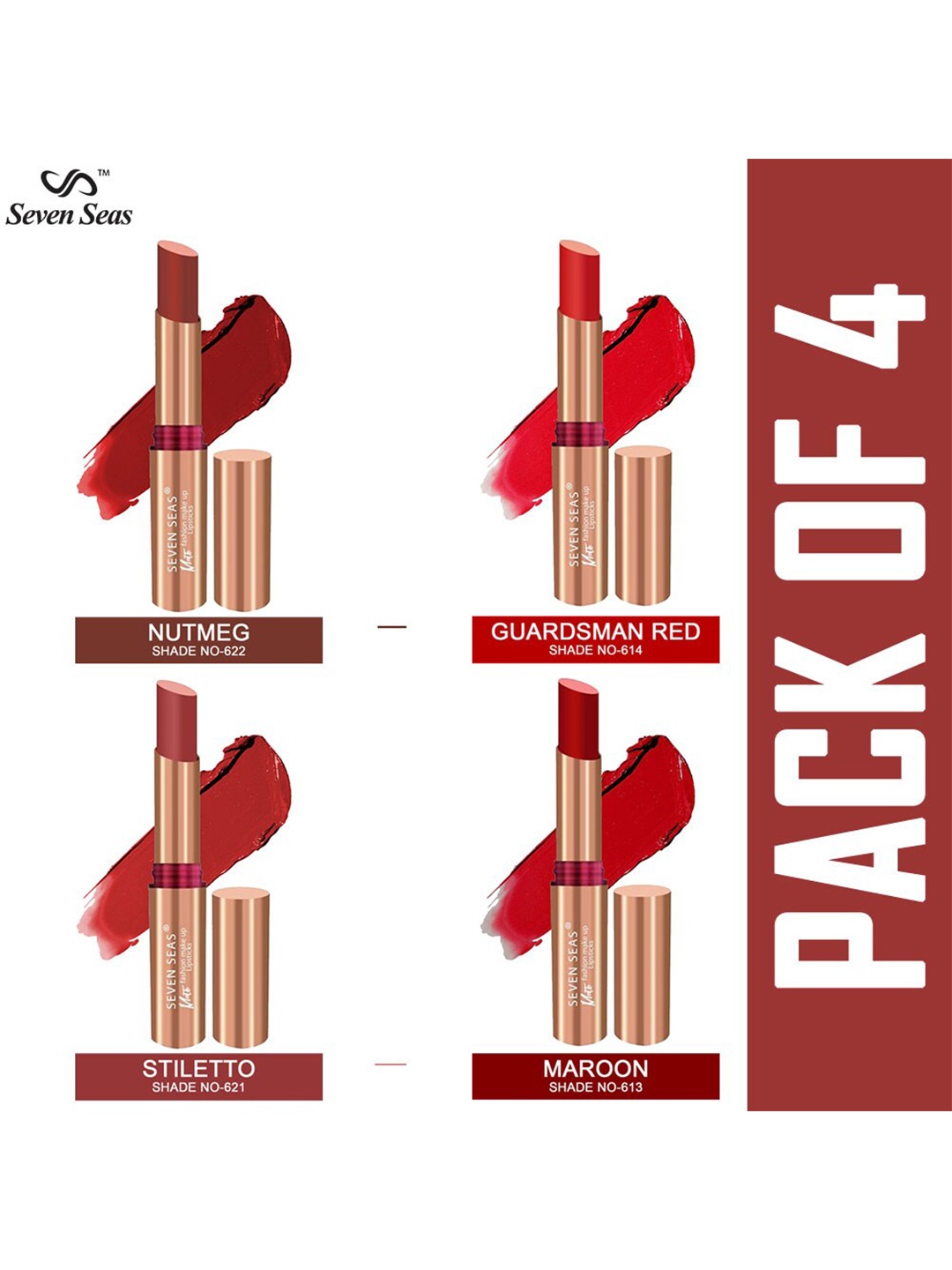 

Seven Seas Set of 4 Matte With You Lipsticks, Multi
