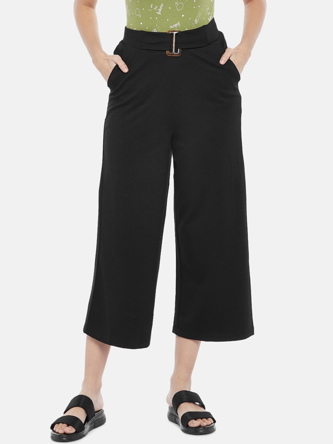 

Honey by Pantaloons Women Black Culottes Trousers