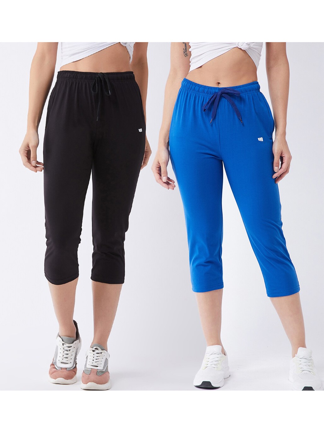 

Modeve Women Pack of 2 Blue & Black Capris