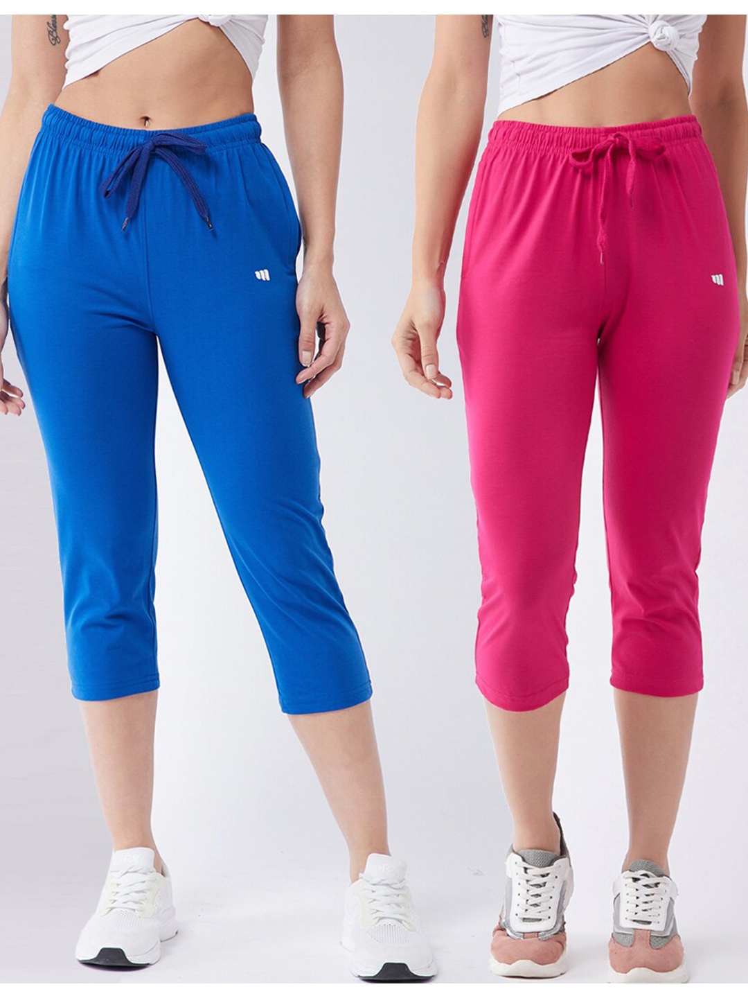 

Modeve Women Pack Of 2 Blue & Magenta Capris