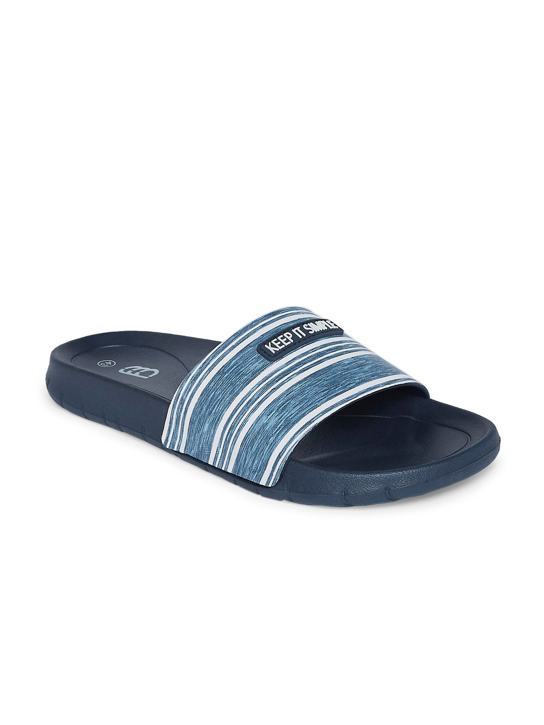 

Ajile by Pantaloons Men Navy Blue & White Striped Sliders