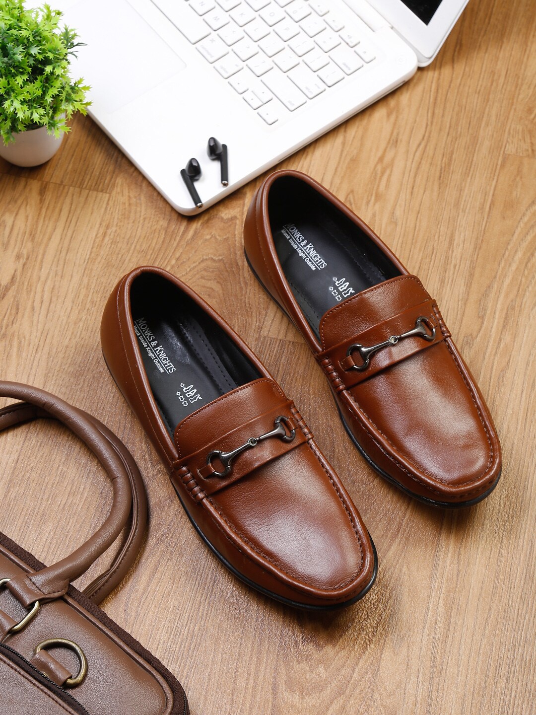 

MONKS & KNIGHTS Men Tan Leather Loafers