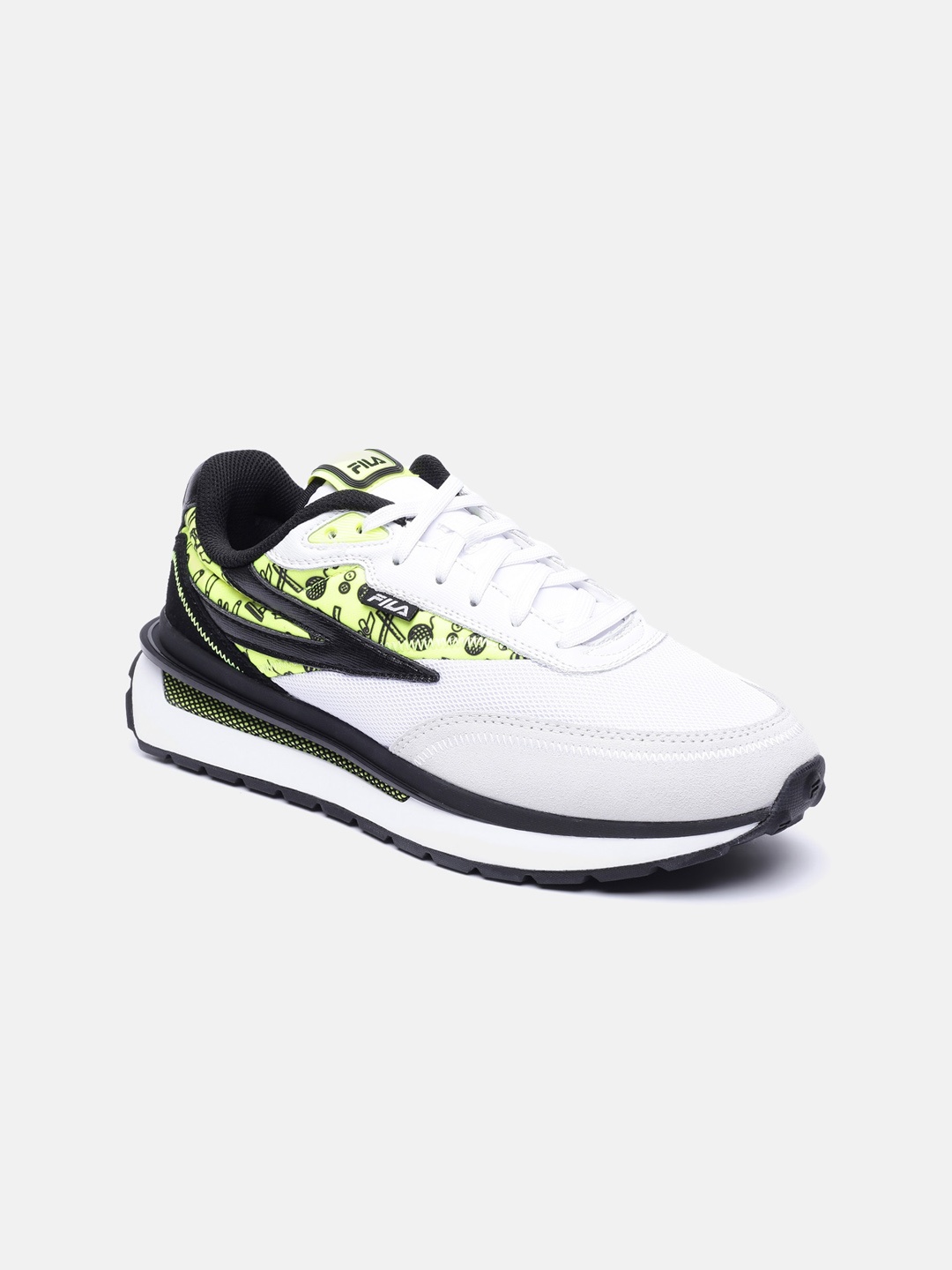 

FILA Men White & Black Colourblocked PU Sneakers