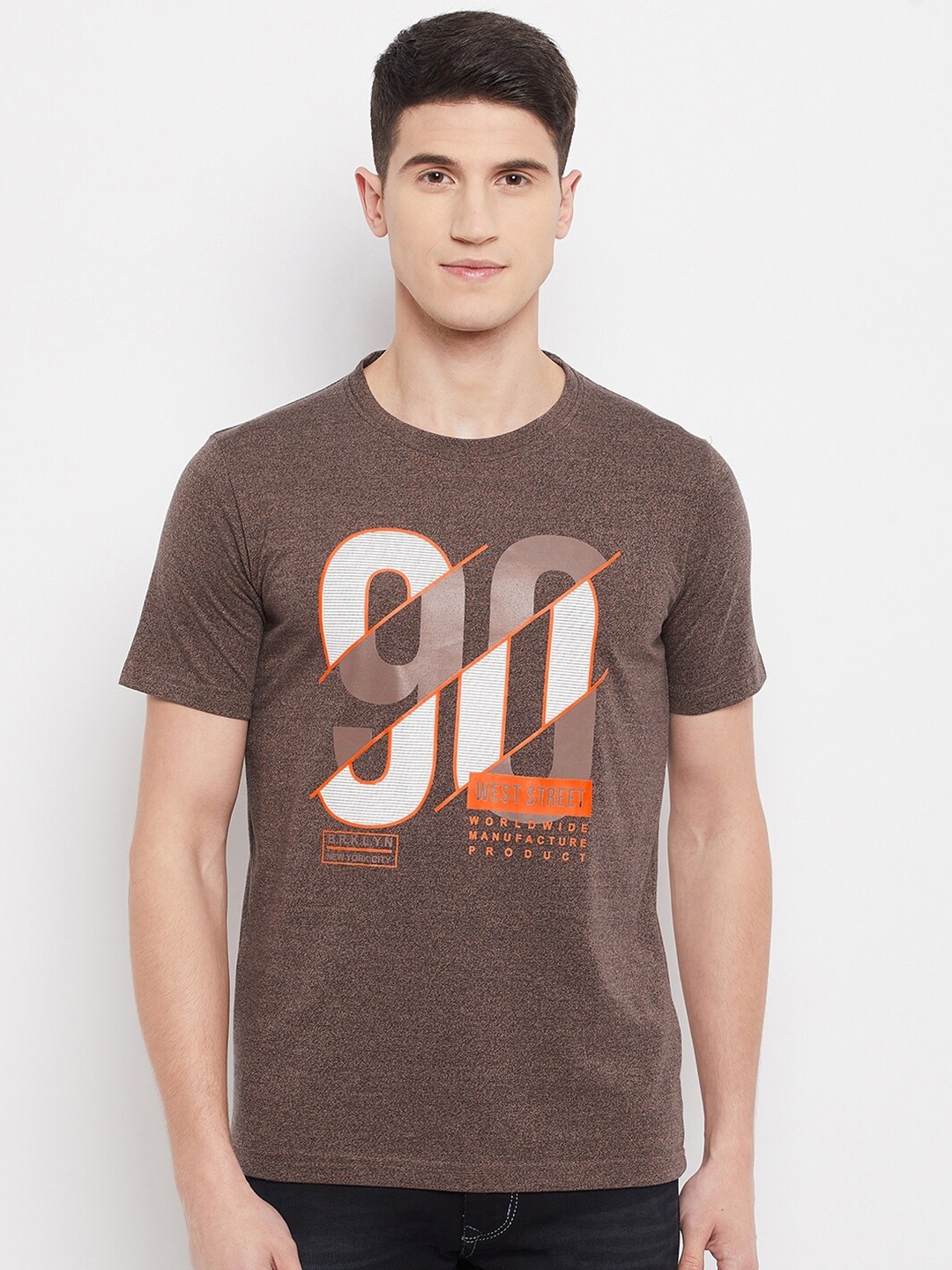 

Duke Men Brown Typography Printed Slim Fit T-shirt