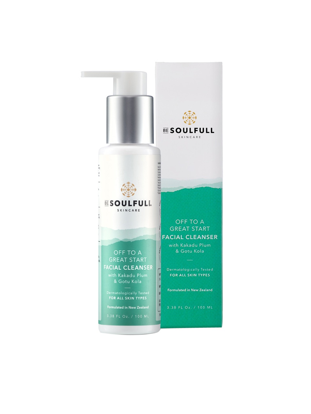 

BE SOULFULL Gentle Facial Cleanser For Glowing Skin with Kakadu Plum & Gotu Kola - 100 ml, Green