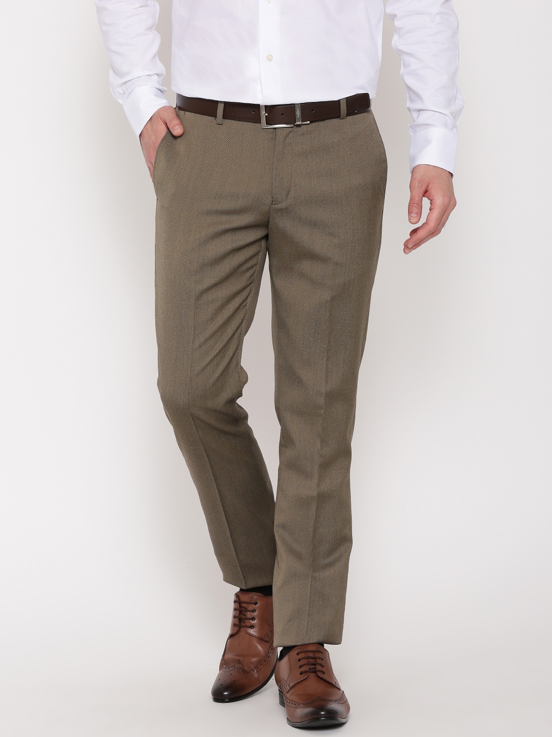 

Blackberrys Men Brown Sharp Fit Formal Trousers