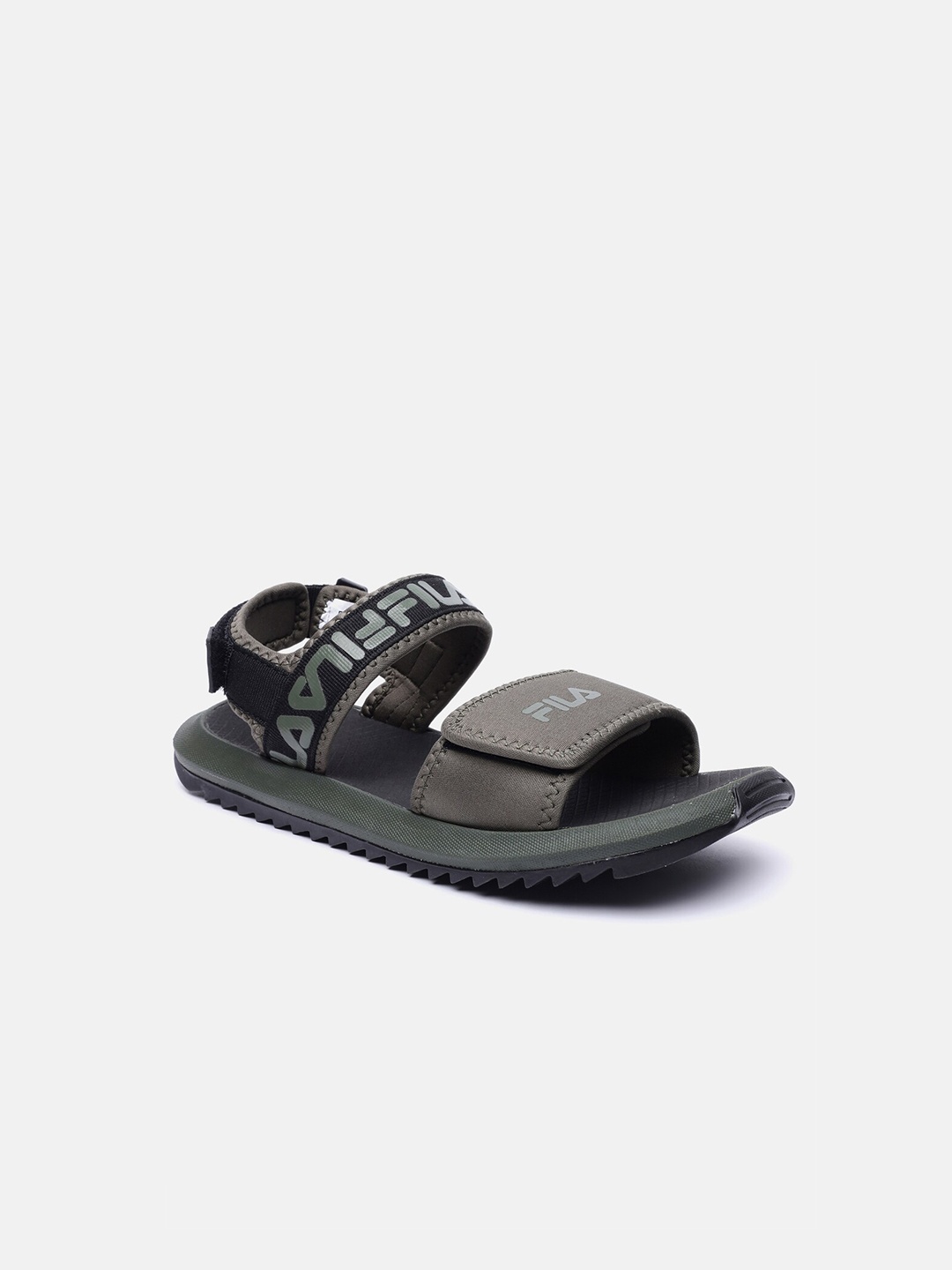 

FILA Men Olive Green & Black PU Comfort Sandals