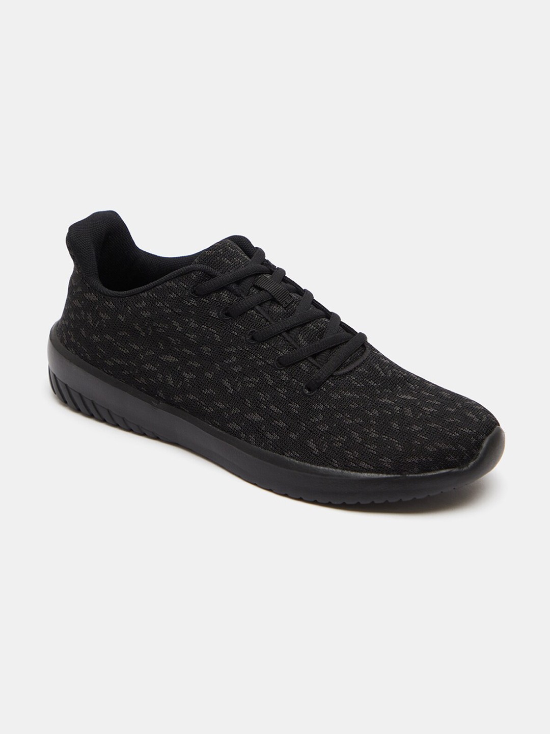 

shoexpress Men Black Textile Running Non-Marking Shoes