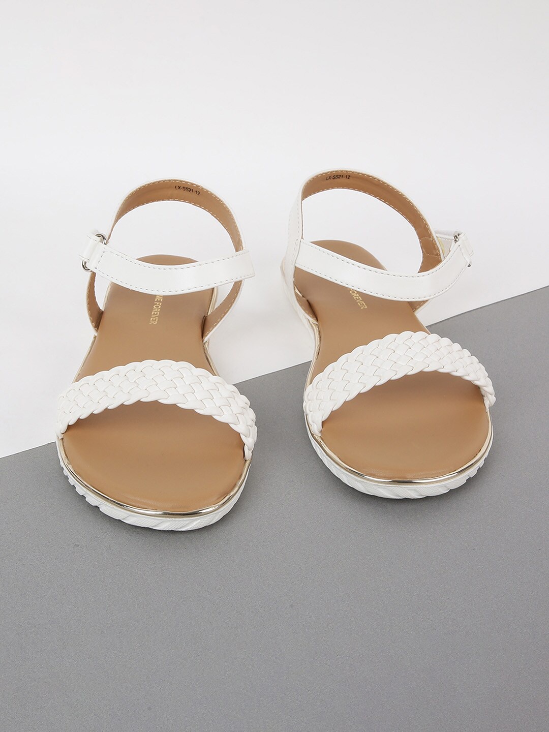 

Fame Forever by Lifestyle Girls White Open Toe Flats with Buckles