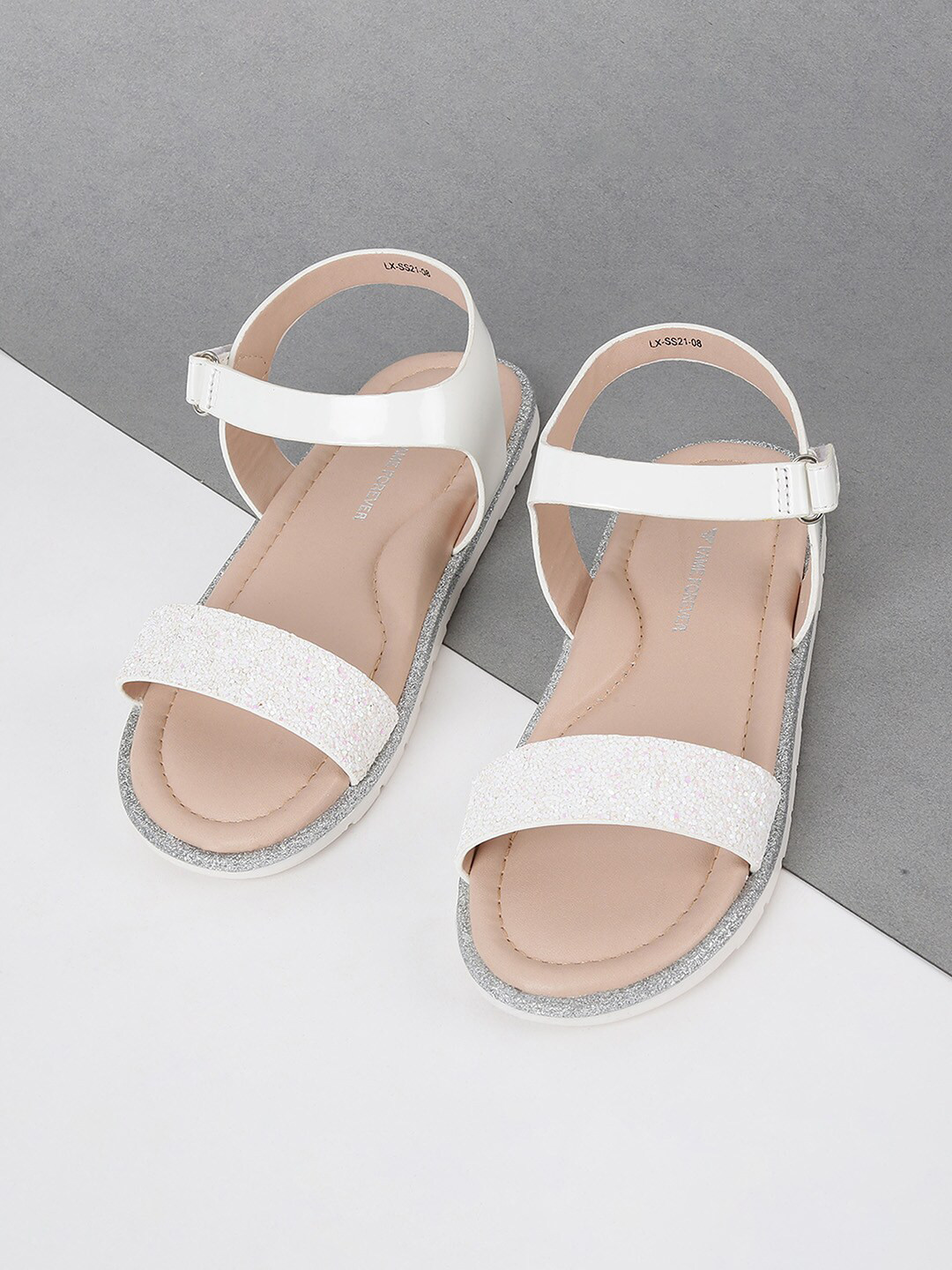 

Fame Forever by Lifestyle Girls White Embellished Open Toe Flats