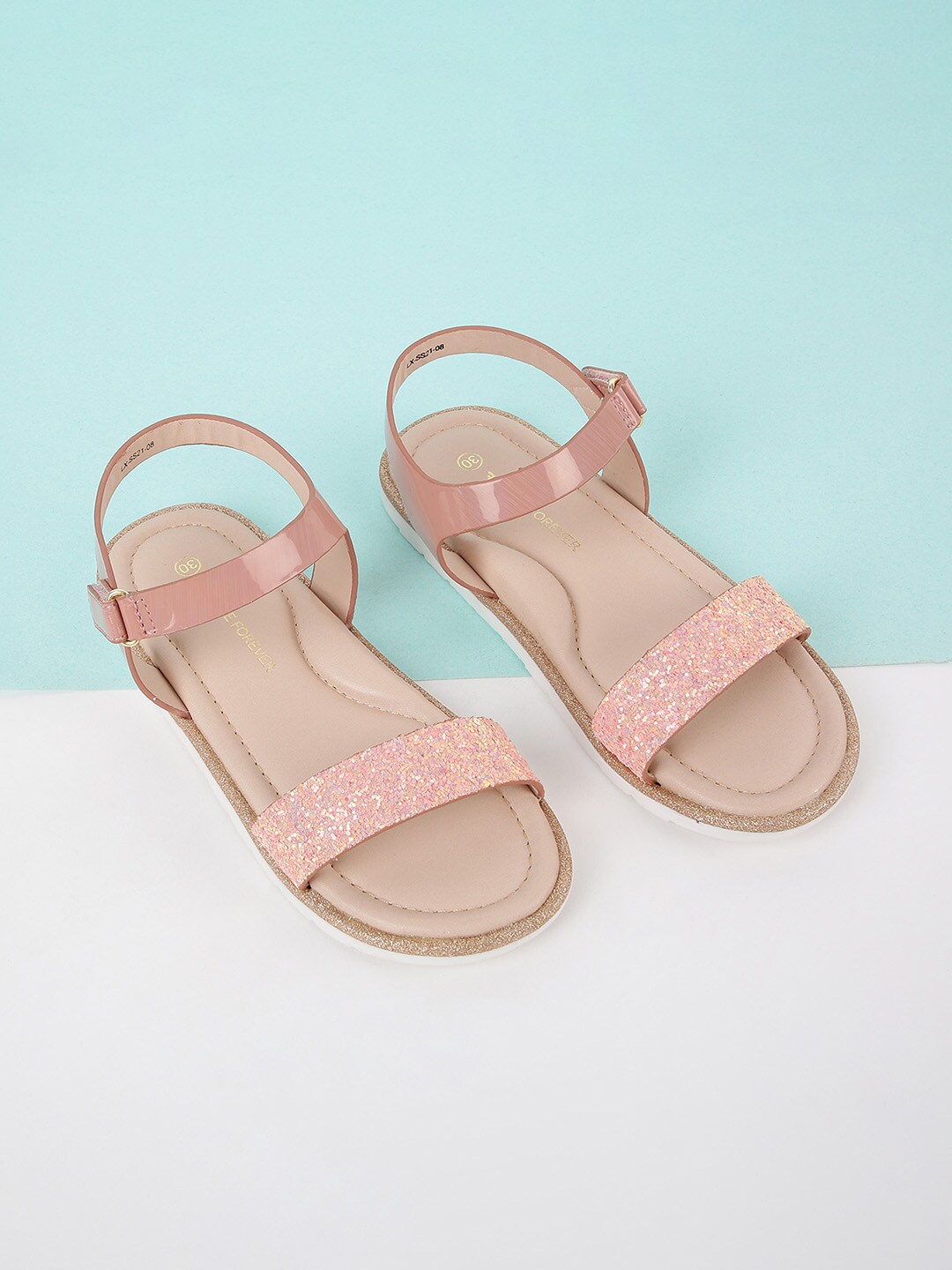 

Fame Forever by Lifestyle Girls Pink Embellished Open Toe Flats
