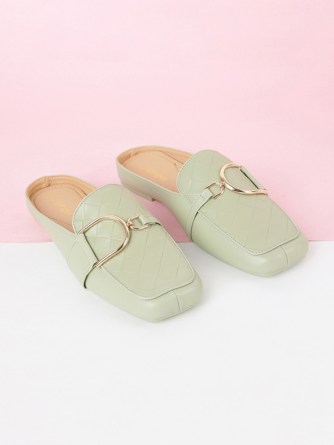 

Ginger by Lifestyle Women Green Textured Mule Sneakers