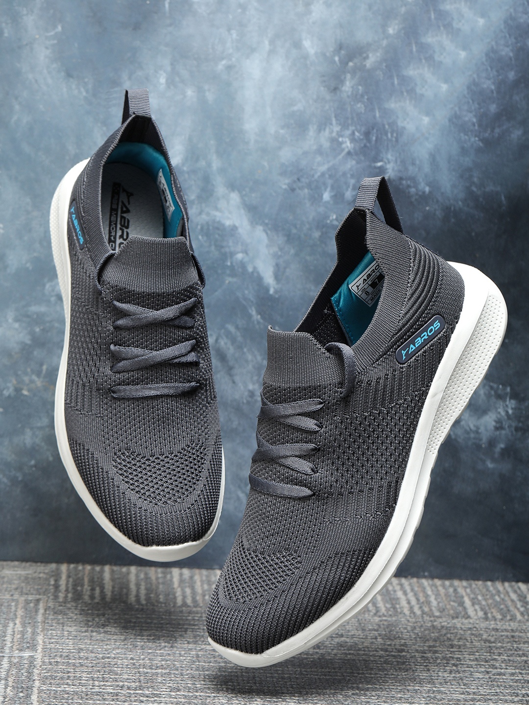 

ABROS Men Navy Blue Solid Mesh Running Shoes