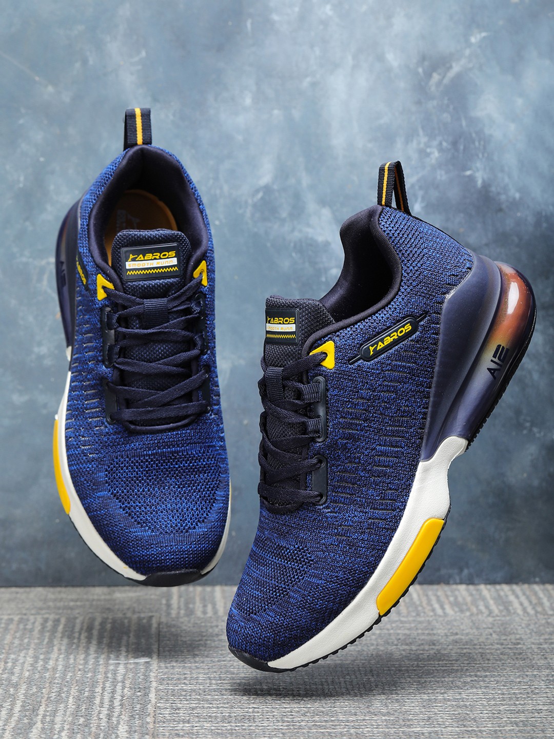 

ABROS Men Navy Blue Mesh Running Shoes