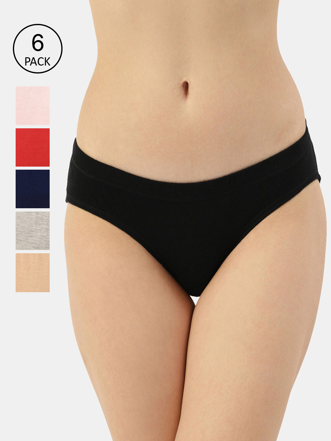 

Leading Lady Women Pack Of 6 Assorted Pure Cotton Hipster Briefs