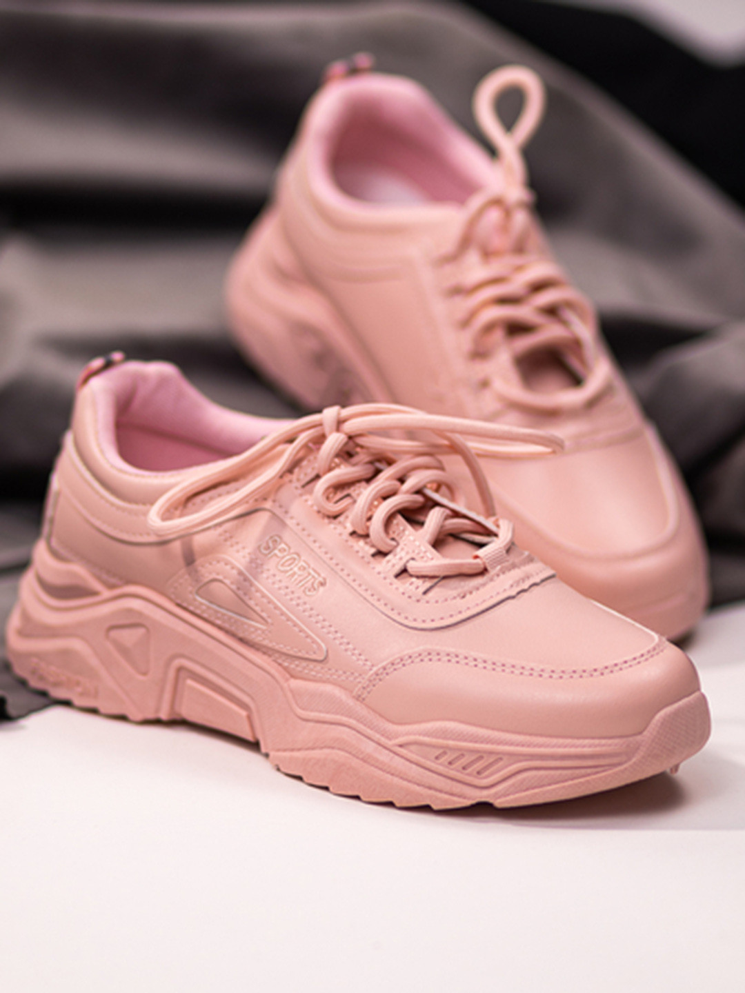 

THE WHITE POLE Women Pink Solid Mid Top Sneakers