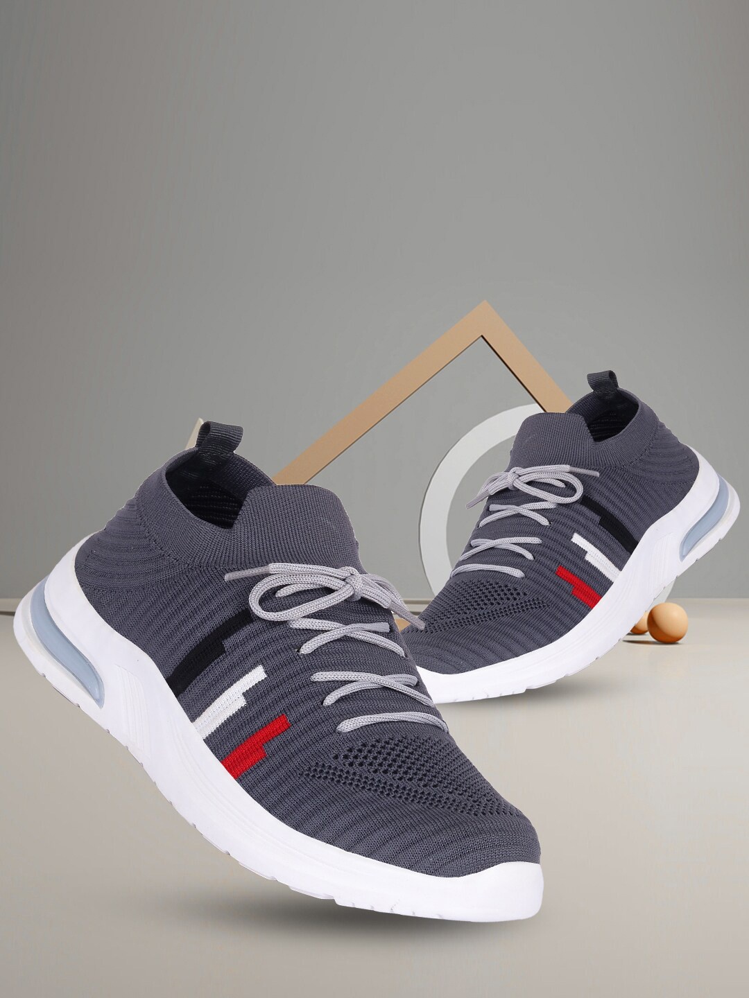 

Longwalk Men Grey Textile Running Non-Marking Shoes