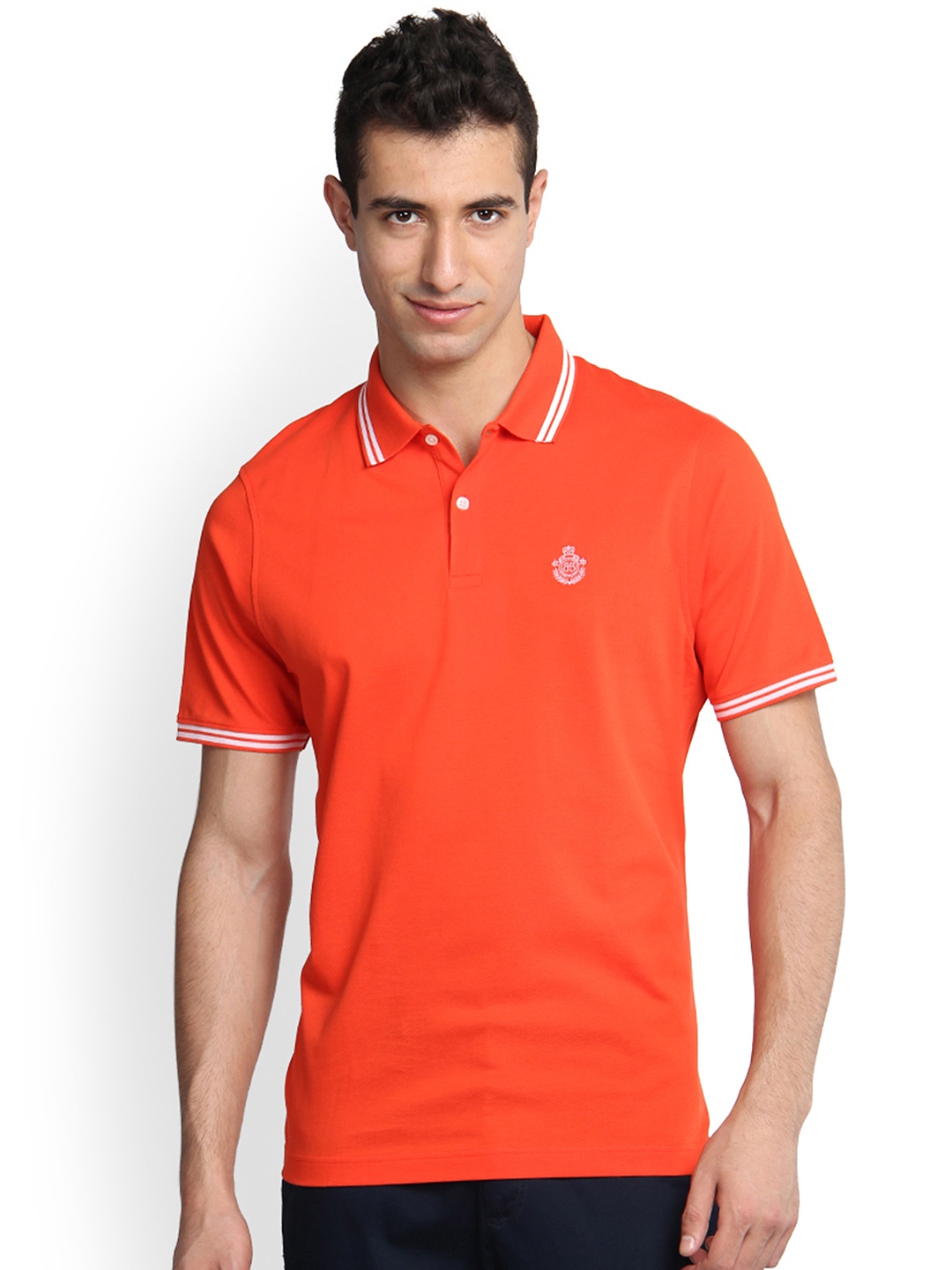 

Blackberrys Men Orange Solid Slim Fit Polo T-shirt