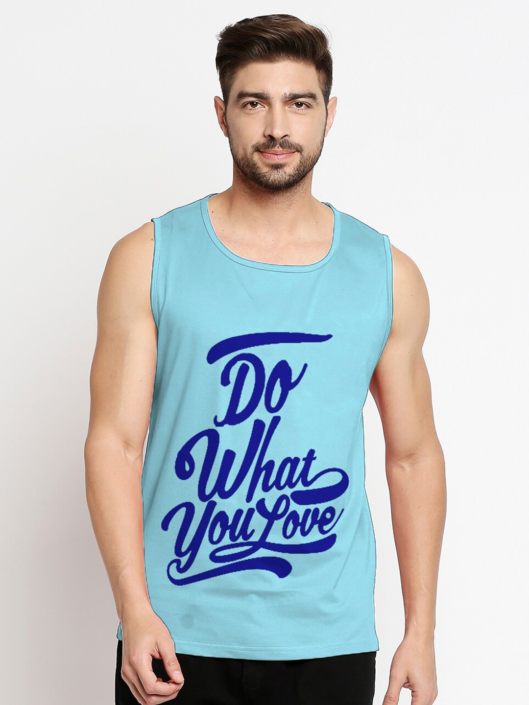 

Blacksmith Men Blue Typography Printed Training or Gym Pure Cotton T-shirt