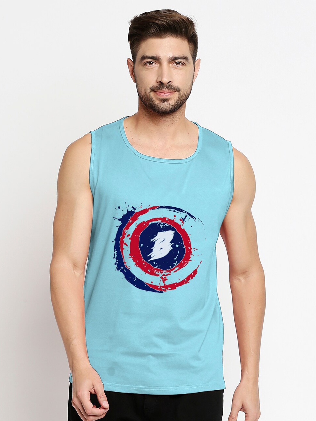 

Blacksmith Men Blue Printed Training or Gym T-shirt