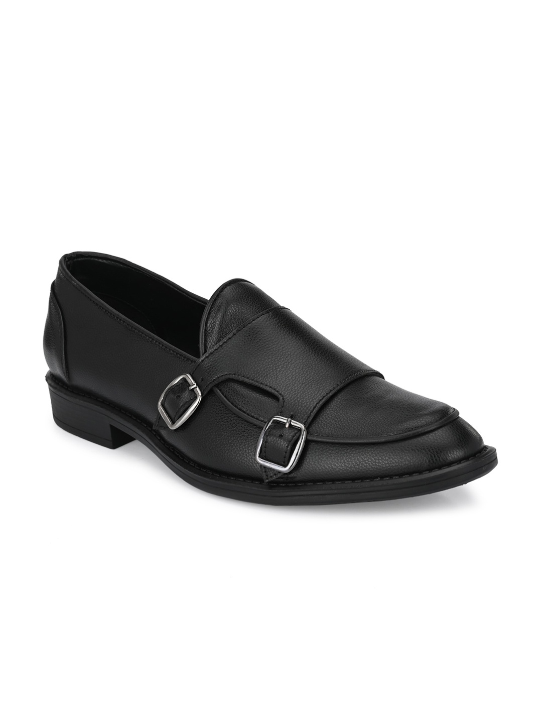 

KLEAT Men Black Solid Formal Monk Shoes