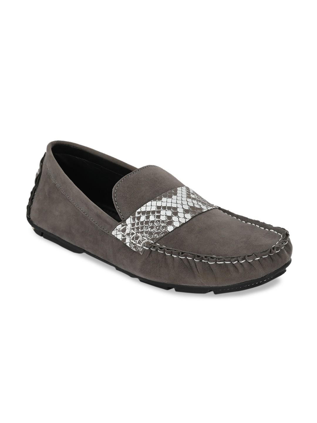 

KLEAT Men Grey Woven Design Suede Lightweight Driving Shoes