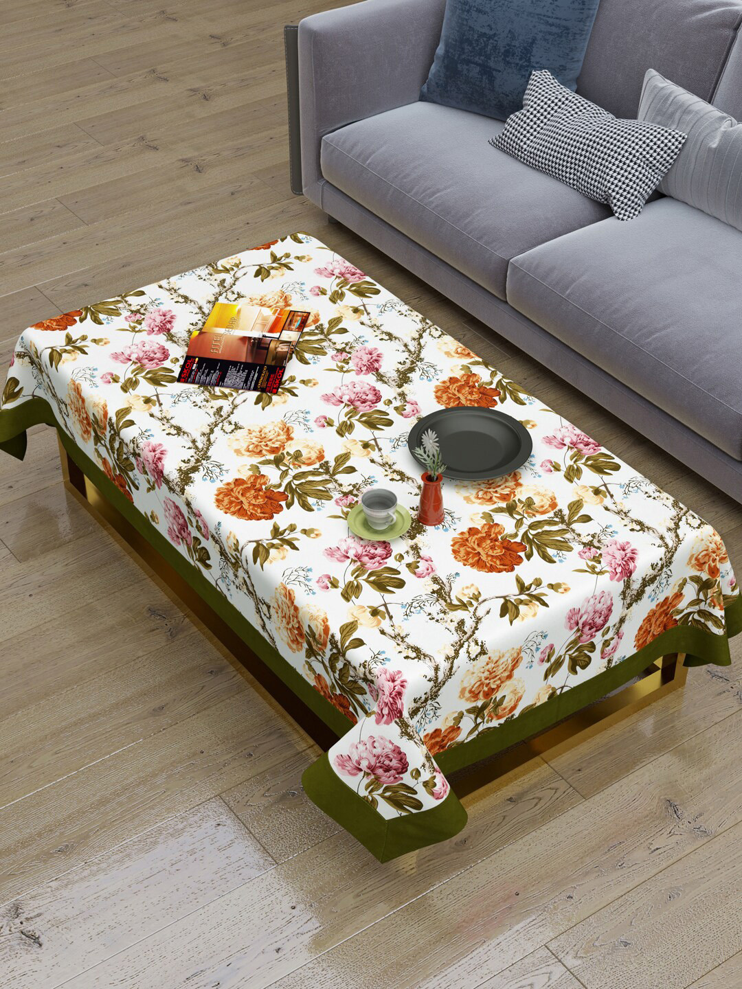

Clasiko Green & White Floral Printed 2-Seater Rectangle Table Cover