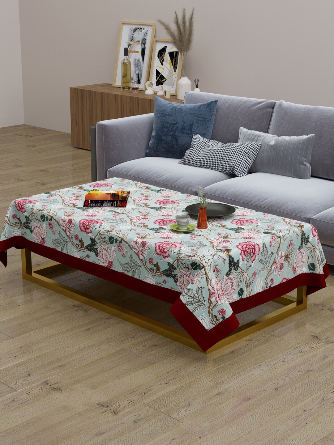 

Clasiko Blue & Pink Printed 100% Cotton Centre Table Cover