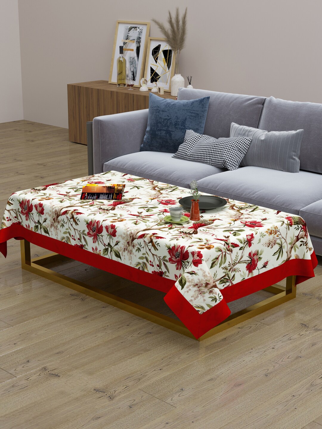 

Clasiko Rust & White Floral Rectangular Pure Cotton Table Cover