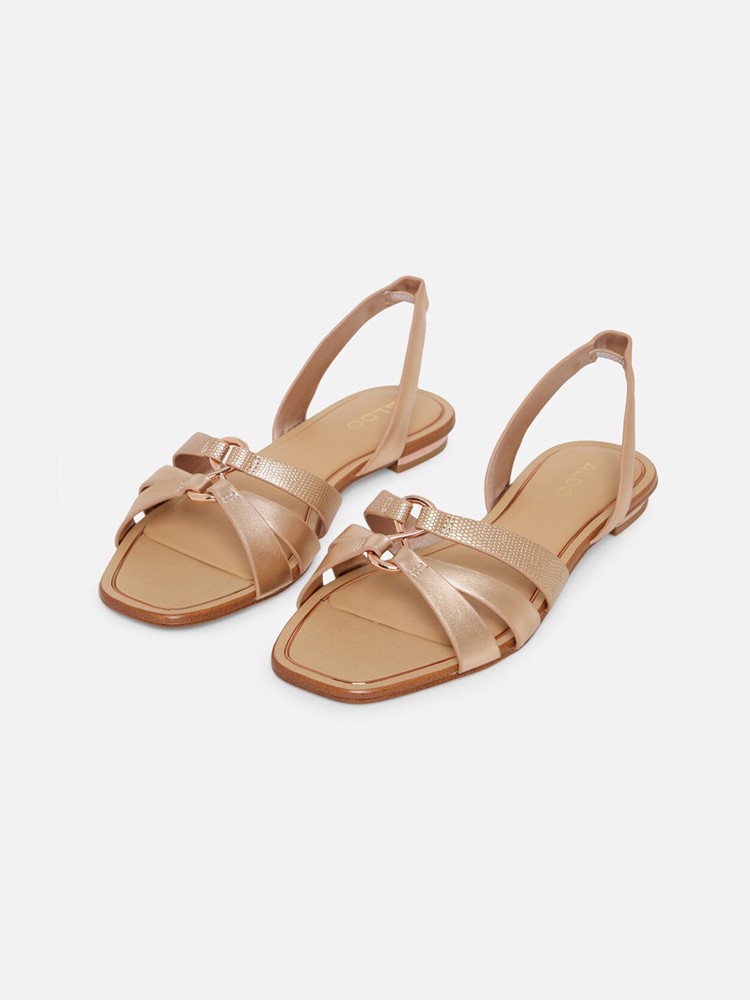 

ALDO Women Rose Gold-Toned Open Toe Flats