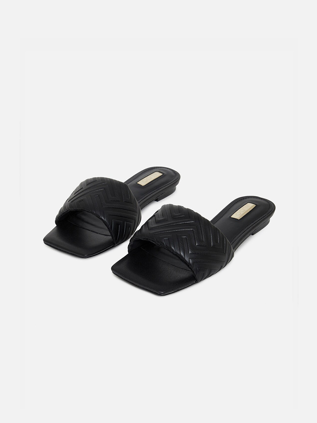 

ALDO Women Black Textured Open Toe Flats