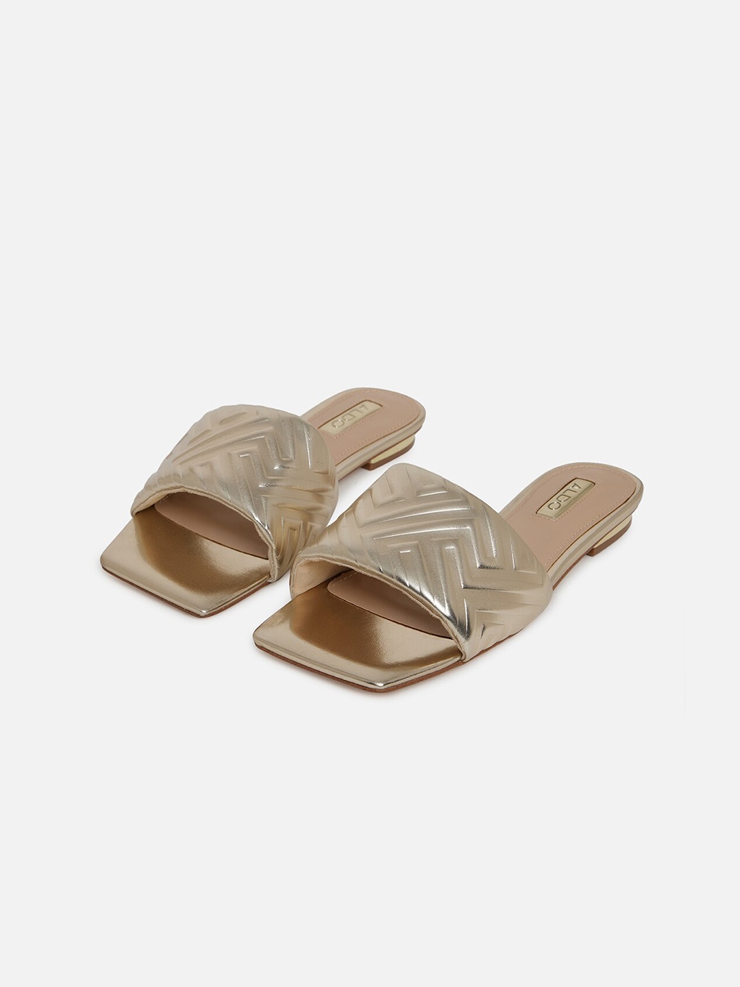 

ALDO Women Gold-Toned Party Open Toe Flats