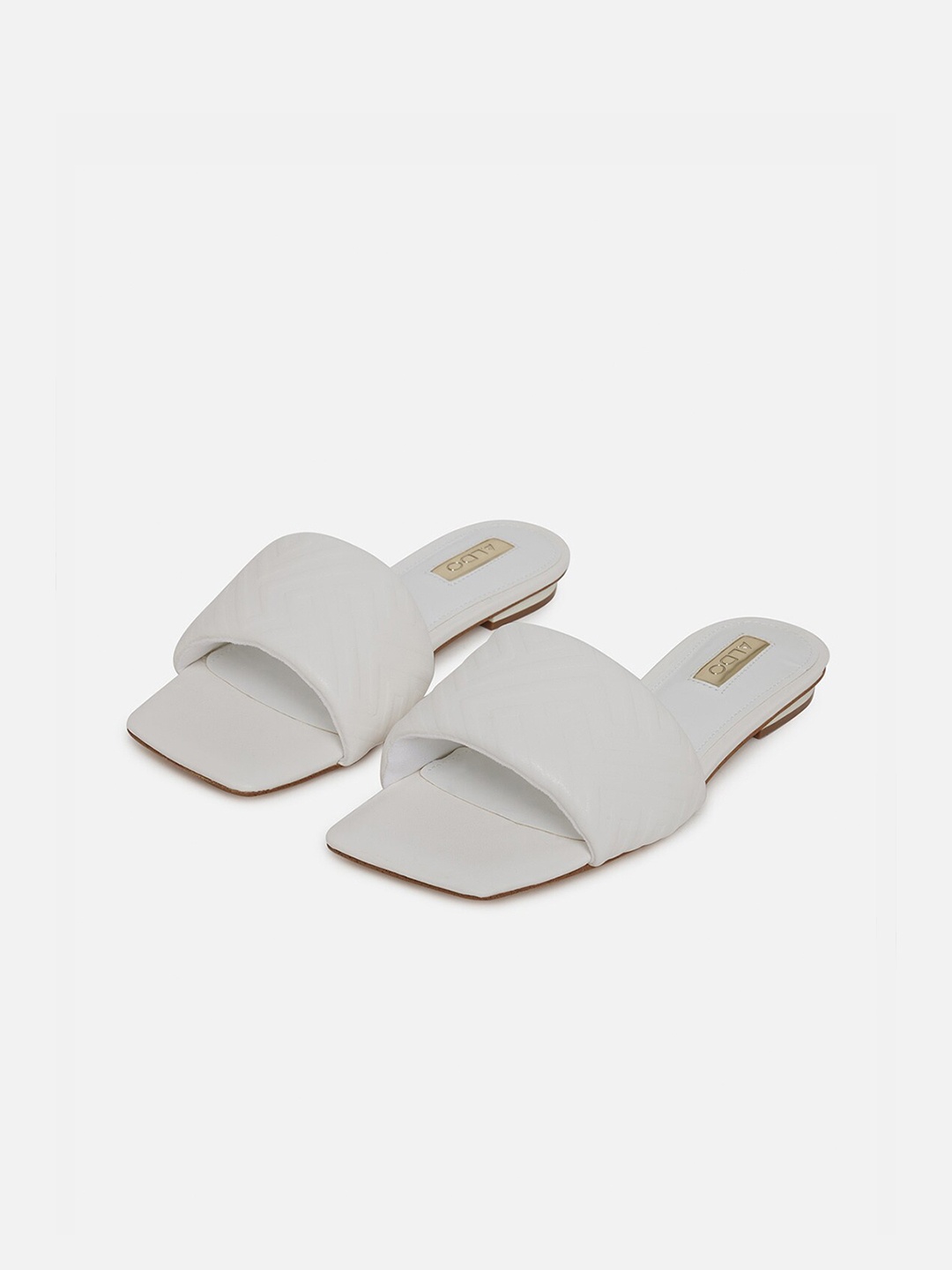 

ALDO Women White Textured Open Toe Flats