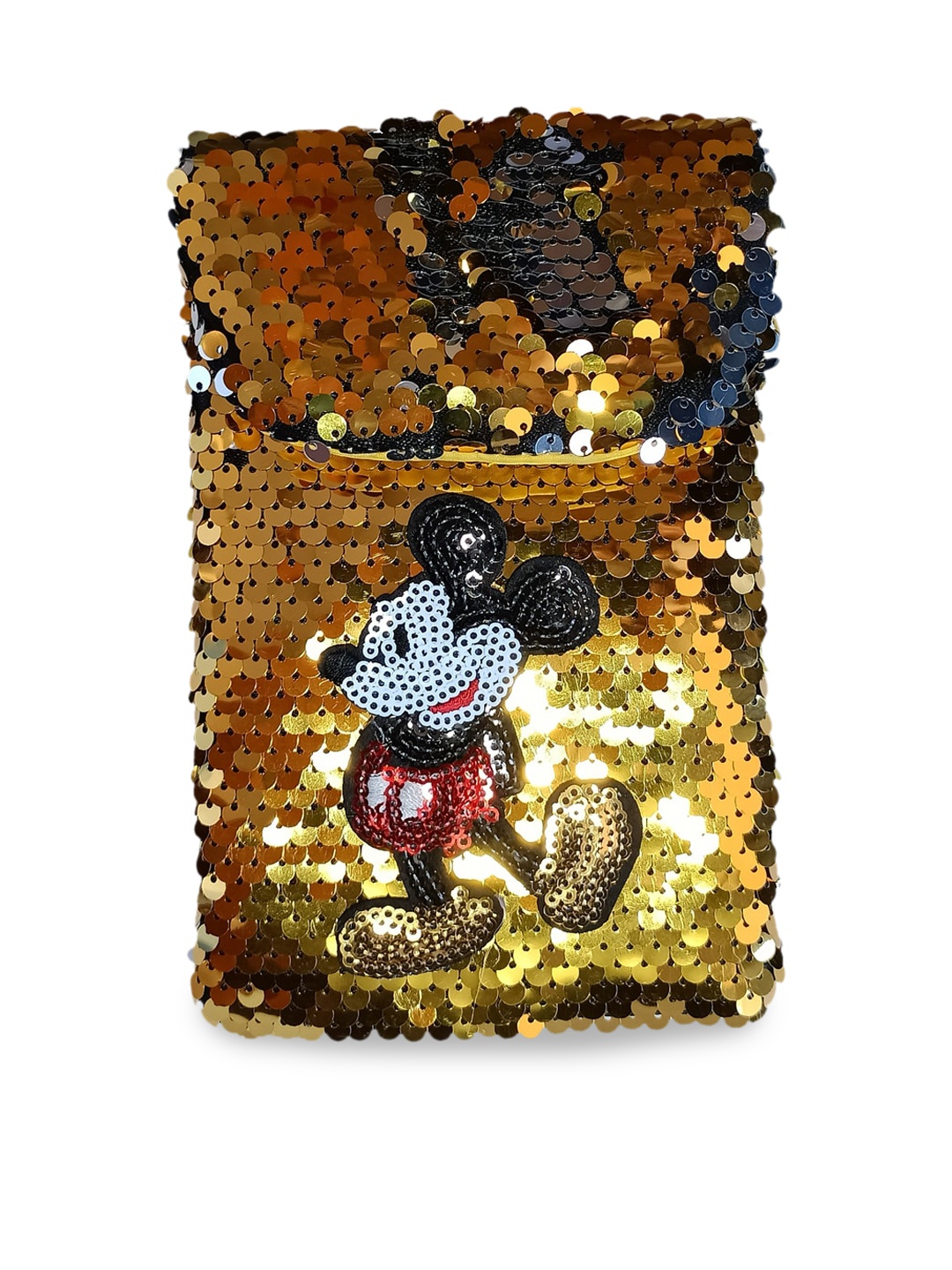 

IMARS Girls Gold-Toned Embellished Mickey Mouse Featured Swagger Sling Bag
