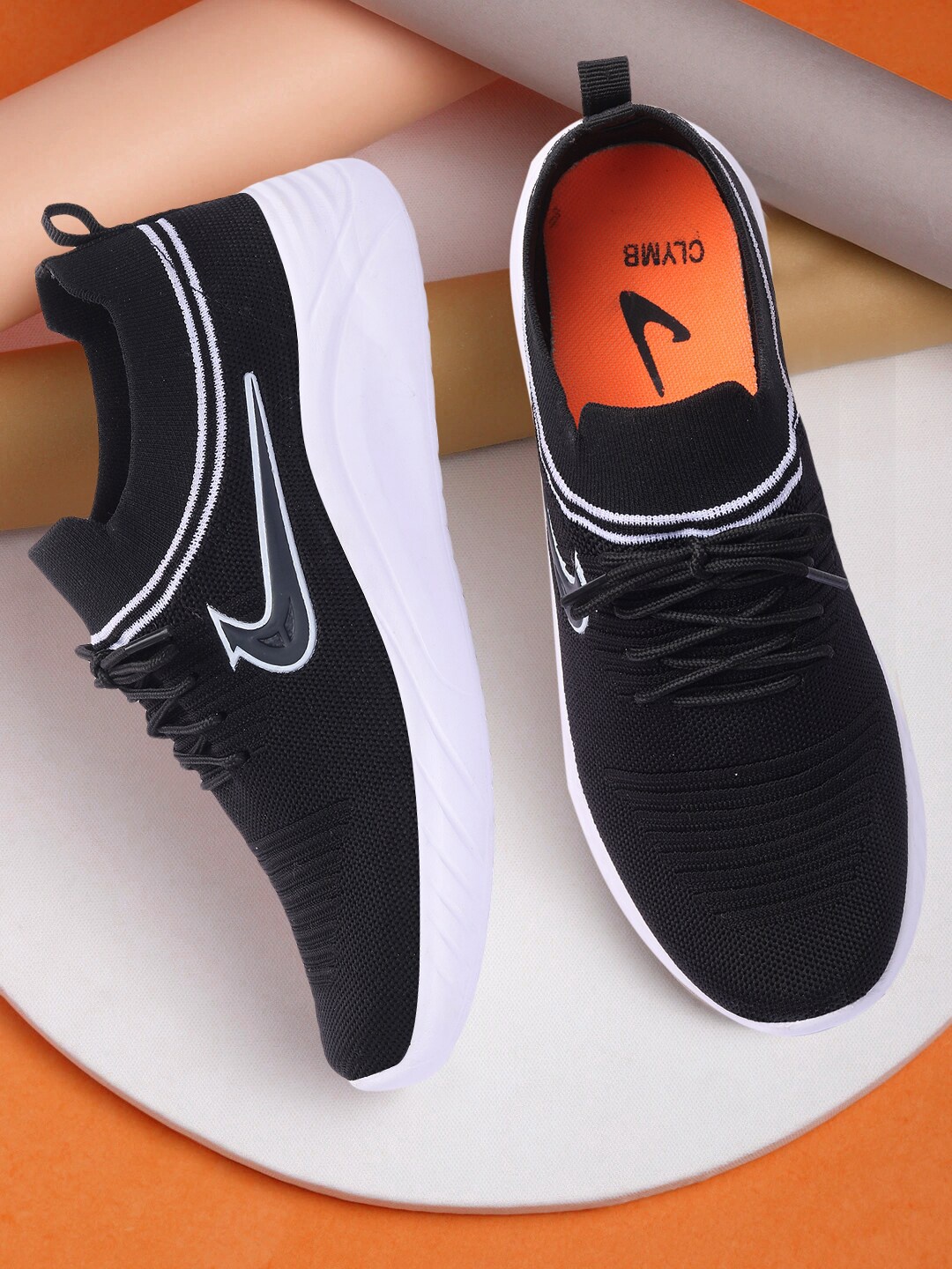 

CLYMB Men Black & White Mesh Running Shoes