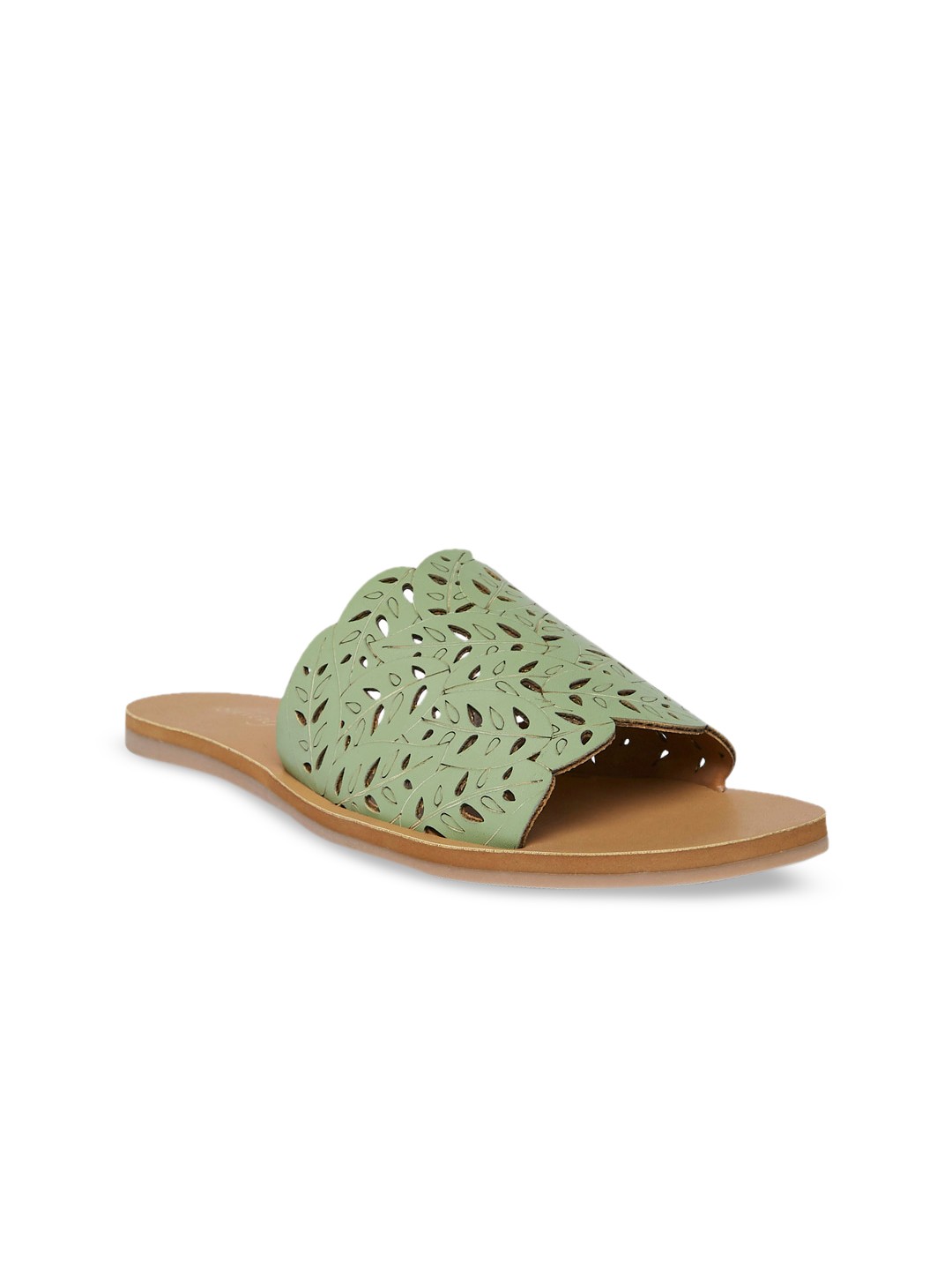 

Forever Glam by Pantaloons Women Green Open Toe Flats With Laser Cuts