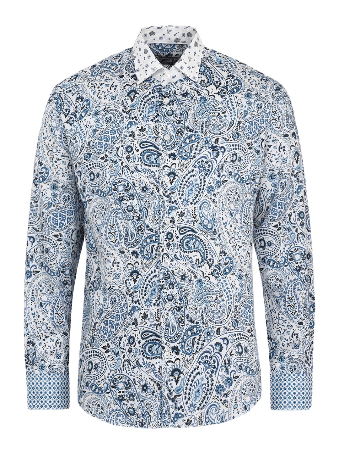 

ETRO Men White & Blue Classic Printed Regular Fit Cotton Casual Shirt