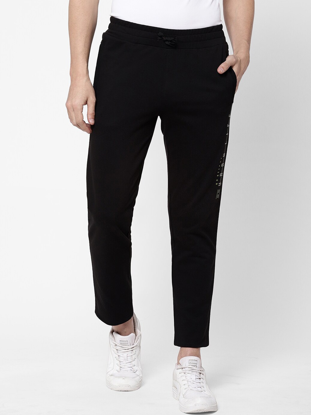 

Sweet Dreams Men Black Track Pant With Printed Detail