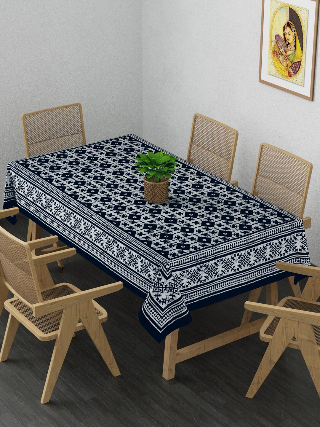 

Gulaab Jaipur Blue & White Printed Pure Cotton Dining Table Cover