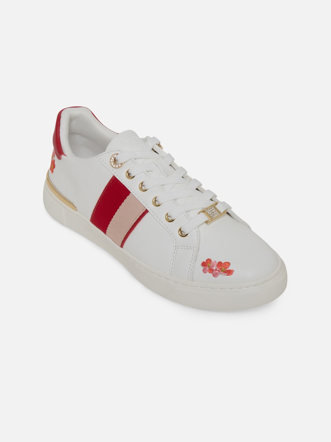 

ALDO Women White & Red Colourblocked Sneakers