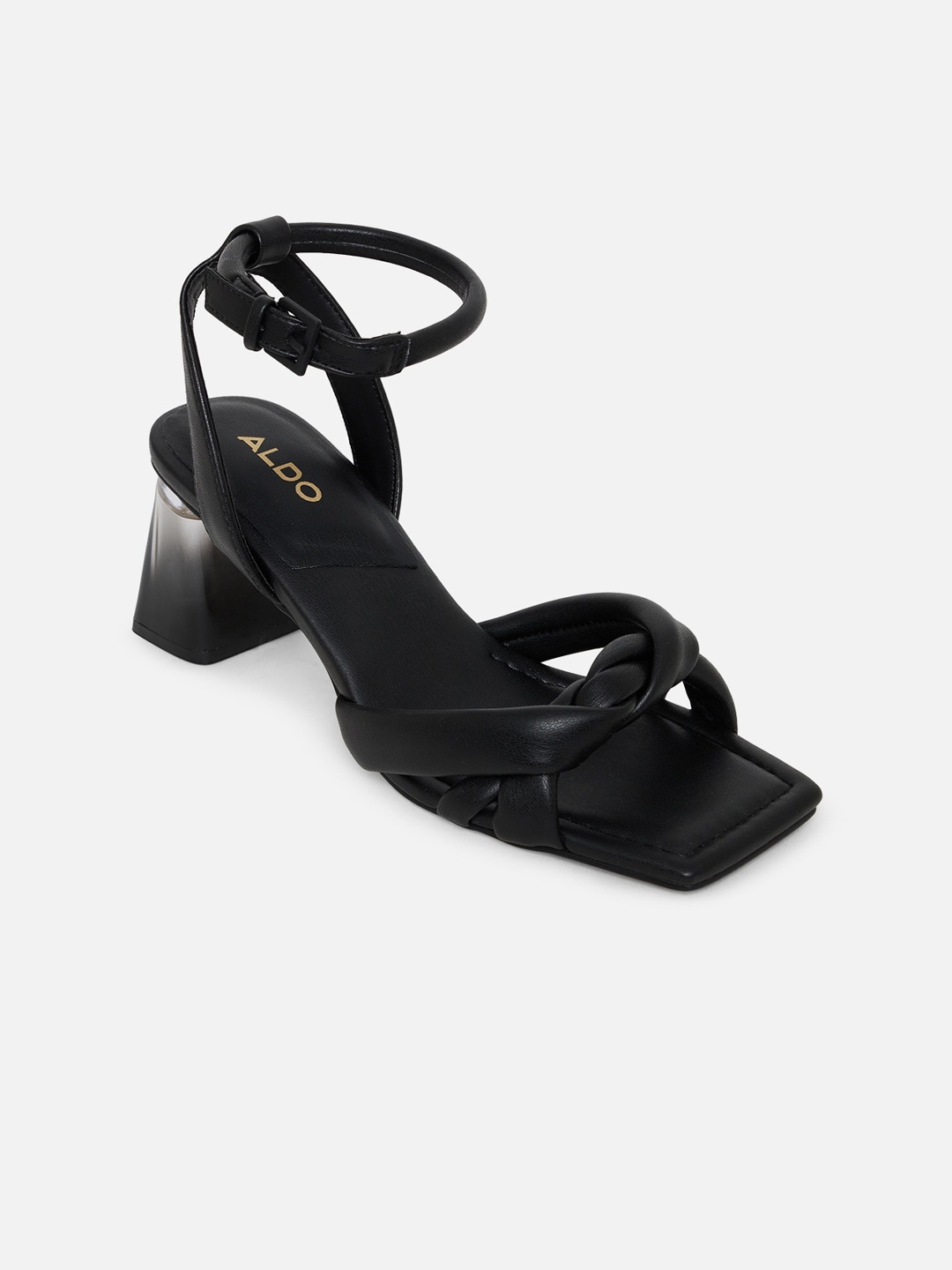 

ALDO Black Ankle Loop Block Sandals With Buckles