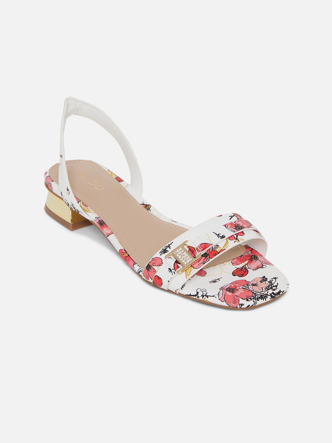 

ALDO White Printed Block Heels