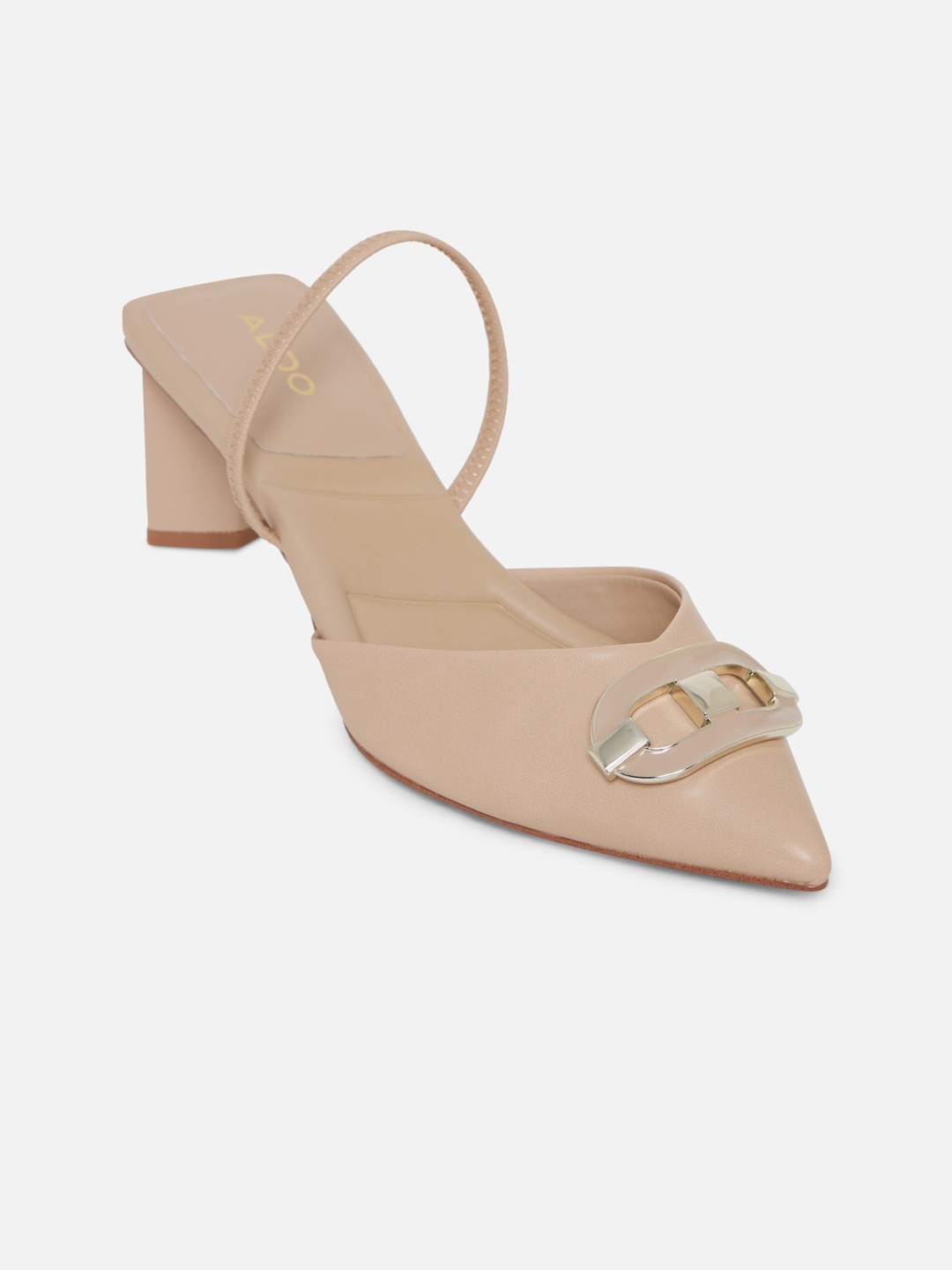 

ALDO Beige Block Pumps with Bows