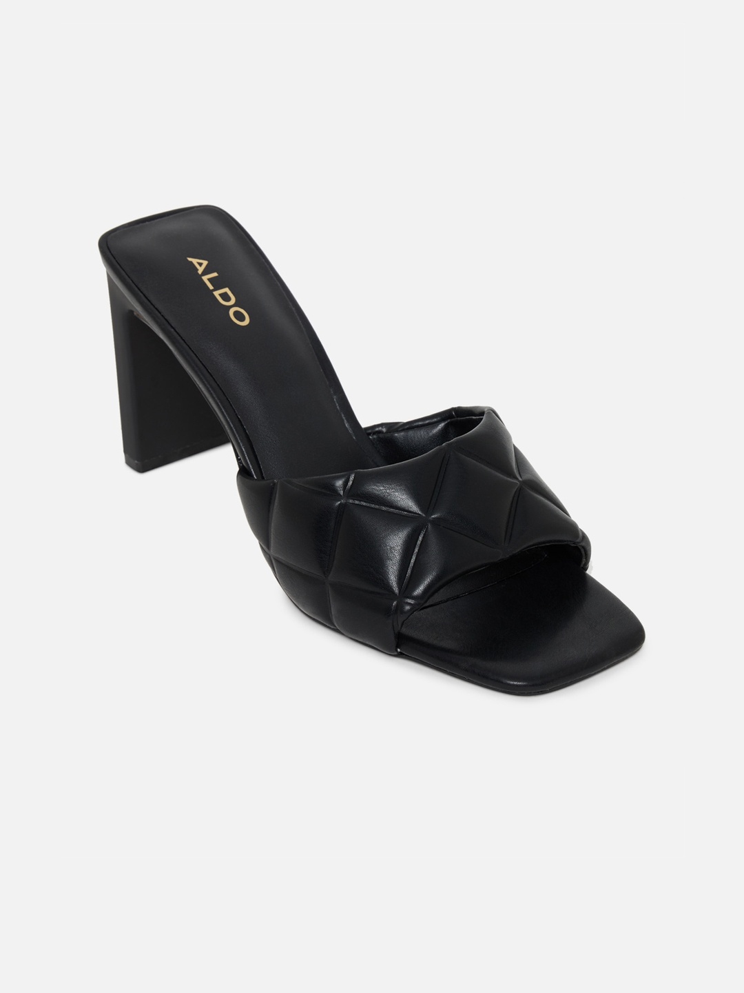 

ALDO Black Block Woven Design Block Peep Toes